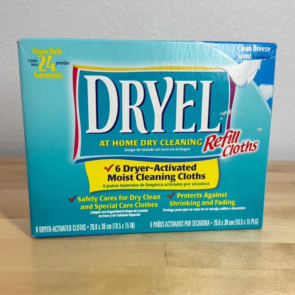 Dryel At Home Dry Cleaning Refill Cloths Clean Breeze 6 Count 24 Garments NEW